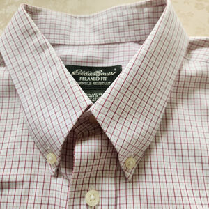 Eddie Bauer Mens Shirt Relaxed Fit Large Button Down Short Sleeves Plaid